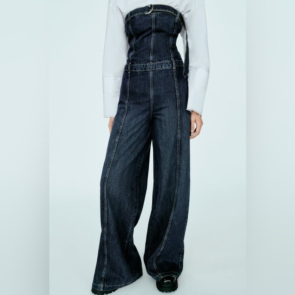 ZARA STRAPLESS TRF DENIM DRESS - Picture 10 of 15